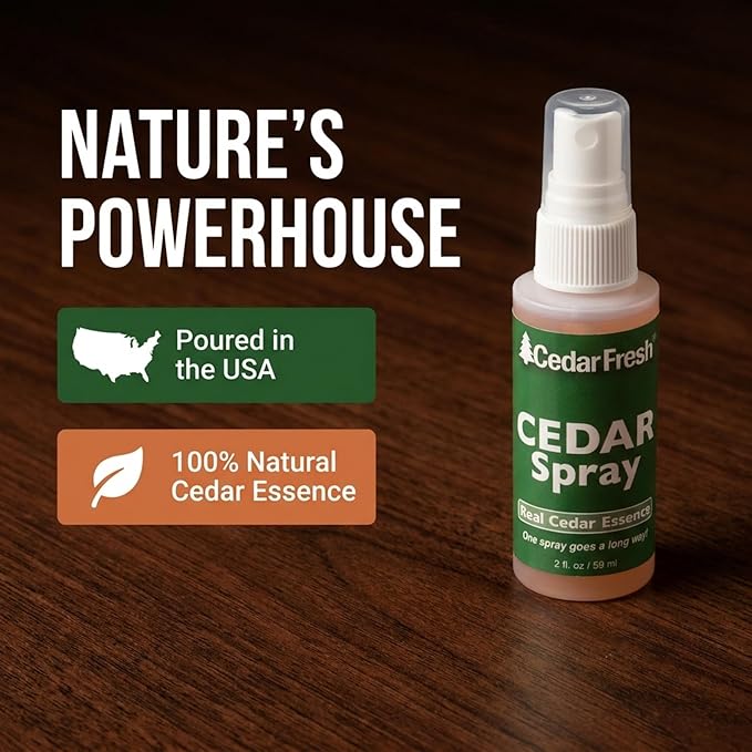 Household Essentials CedarFresh Cedar Power Spray, 2-Ounce Concentrated Essence for Blocks, Hangers, Closets, Drawers, Chests & Wardrobe Freshening