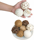 10pcs Decorative Balls for Bowl Centerpiece, Rattan Woven Vase Orbs Spheres Filler for Home Decor, Home Table Decor, Party Wedding, DIY Crafts, 2.4 inch