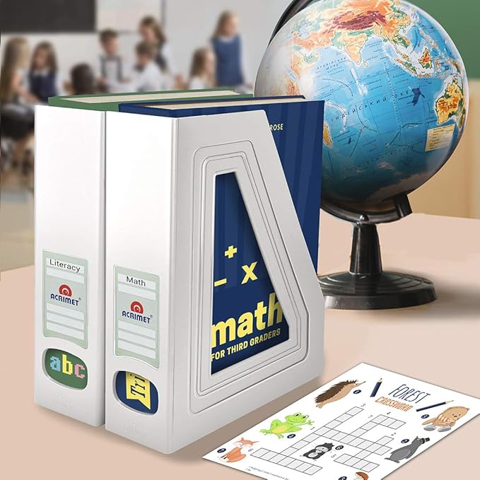 Acrimet Magazine File Holder Bin Storage, Vertical Rack for Documents, Folders and Mail, Durable Plastic Desk Organizer for Office & Home (White Color) (2 Pack)