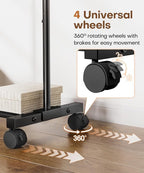 Homde Rolling Clothes Rack with Hooks: Standing Garment Storage for Indoor - Hanging Rod for Bedroom Laundry Room - Coat Dress Organizer on Wheels with luggage shelf (Black, 31.5")