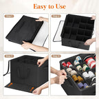 Lifewit Shoe Storage Organizer for Closet, Fabric Large Shoe Box Storage Containers with Clear Cover, Foldable Bins for Boots Heels Sneakers Fits 12-16 Pairs, 1 Pack Black