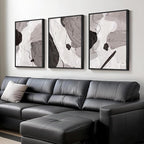 Large Framed Black and White Grey Abstract Wall Art for Living Room, 3 Piece Modern Canvas Prints Paintings Artwork for Walls, Minimalist Abstract Pictures for Hallway, Office Wall Decor 24x36 Inch