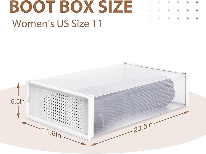 8 Pack Clear Boot Boxes Stackable, Boot Storage Boxes for Tall Boots, Shoes Box Plastic Oragnizer with Lids, Shoes Organizer Container for Closet, Under Bed Boot Storage
