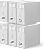 WOWBOX Sheet Organizers and Storage,Closet Bed Sheet Organizer Under Bed Storage and Organization with Label Cards & Clear Window for Bedding Sheets,Duvet Covers,Blankets (6 Pack，White)