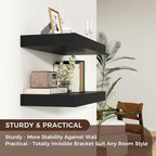 Venusmiles Floating Shelves for Wall, 40" W x 12" D x 2" H, 2 Pack of Long Wall Mounted Engineered Wood Shelves with Invisible Brackets for Living Room, Bedroom, Bathroom, Kitchen Decor, Black