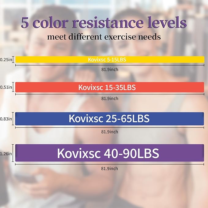 Resistance Bands for Working Out, Pull Up Assistance Bands, Exercise Workout Bands for Men & Women, Gym Bands with Door Anchor & Handle, Stretching Bands for Physical Therapy, Muscle Training