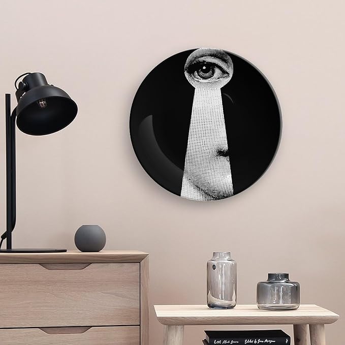 Lina Cavalieri Plate, Wall Decorative Plate, Mysterious Face Plate Wall Hanging Decoration,Including Bracket And Special Spring HooK,style-14,10inch