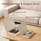 Set of 2 Premium Linen Decorative Books with Hidden Storage - Stackable Faux Book Box for Coffee Table Styling & Organization, Real Fabric Cover Fake Books as Display Riser for Shelf & Entryway