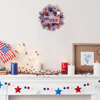 Patriotic Wreath for Front Door Red White Blue Wreath 4th of July Wreaths for Door Wall Memorial Day Decor Independence Day Hanging Decoration for Outside Home Farmhouse Holiday (USA)