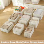 Lifespace Storage Wardrobe Organizer, Large 6-Compartment Foldable Drawer System with Handles, Beige Fabric Storage Box for Clothes, Blankets, Toys, 2-Pack (3, Cream, 20.5”X13“X9”)