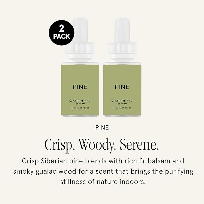 Pura & Simplicity Home Scent Refill - Smart Air Diffuser - Long-Lasting Luxury Fragrance per Refill - Home Essential - Clean & Safe Diffuser Fragrance - Single Refill, Pine