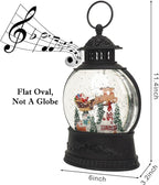 Christmas Snow Globe Water Lantern with Timer and Music, USB and Battery Operated Lighted Led Globe, Santa Snowglobe Table Decorations Indoor for Adults Home Holiday (Reindeer)