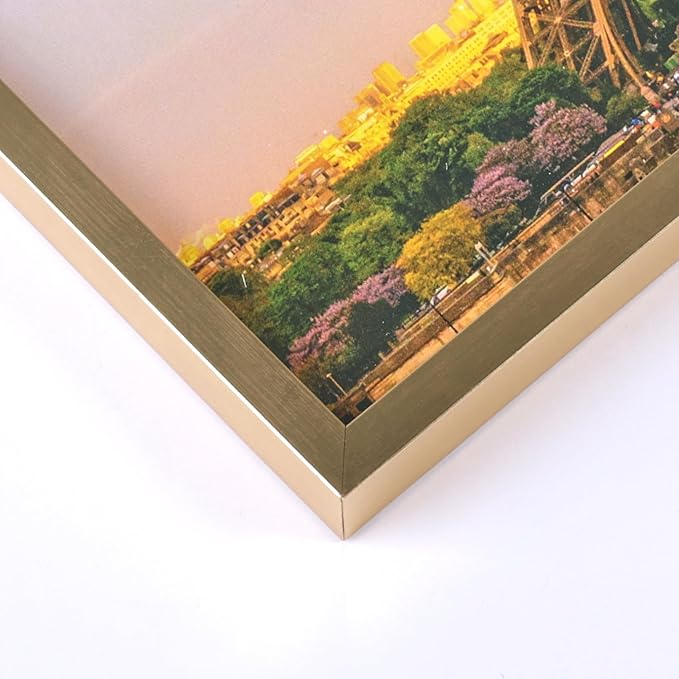 upsimples 5x7 Picture Frame Set of 3, Made of High Definition Glass for 5 x 7 Gold Frames, Wall and Tabletop Display Thin Border Photo Frame for Home Décor