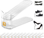 12Pack Shoe Slots Organizer for Closet Shoe Stacker Shoe Rack Organizer for Closet Space Saver Storage Holder Organization (Clear)