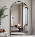 Dewfig Arched Full Length Mirror, 71"x30" Large Floor Mirror, Full Body Mirrors for Leaning or Hanging, Standing Mirrors for Bedroom, Living Room,Dressing Room, Aluminum Alloy Frame, Black