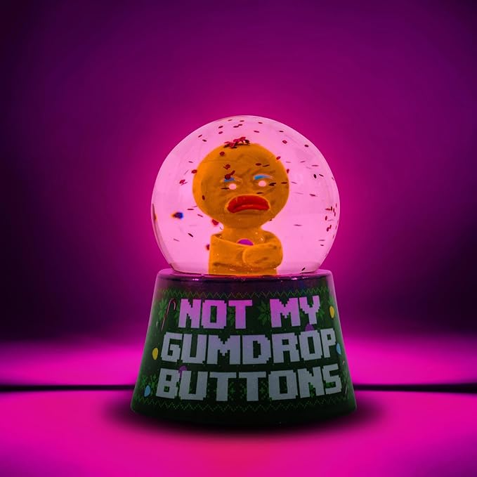 Shrek Gingy Not My Gumdrop Buttons Mini Light-Up Snow Globe with Swirling Glitter Display | 3 Inches Tall
