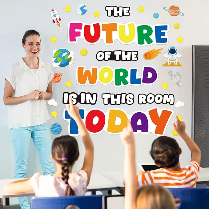 gisgfim Classroom Bulletin Board Decoration Set Wall Door Decor Colorful Classroom Decorations for Kindergarten Preschool Elementary Middle School(The Future of The World is in This Room)