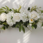 Wedding Arch Flowers, 25.6 Inch Artificial Rose Flower Swag, Decorative Rose Floral Swag for Lintel, Green Leaves Flower Garland for Home Garden Wedding Door Decor (White)