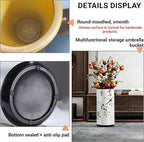 Ceramic Umbrella Stand Umbrella Holder for Entryway Hand-Made Umbrella Stand Barrels Umbrella Holder Cane Floor Standing Vase Ceramic Storage Bucket for Home Office Entrance Indoor.(Yellow 202)