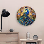 Decorative Plates, Stained Glass Design Peacock & Flower Ceramic Dinner Plate Home Wobble-Plate with Display Stand, Wall Hanging Decor for Kitchen Household 10 Inch, Gifts for Peacocks Lover