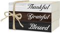 Decorative Books For Home Decor, Wood Book Stack For Table Decor, Thankful Grateful Blessed Decoration Books For Living Room Bookshelf Office, Thanksgiving Farmhouse Stacked Books Decoration (L76)