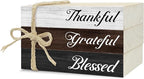 Decorative Books For Home Decor, Wood Book Stack For Table Decor, Thankful Grateful Blessed Decoration Books For Living Room Bookshelf Office, Thanksgiving Farmhouse Stacked Books Decoration (L76)