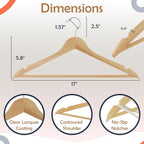 ELONG HOME Solid Wooden Hangers 20 Pack, Wood Suit Hangers with Extra Smooth Finish, Precisely Cut Notches and Chrome Swivel Hook, Clothes Hangers for Shirt Coat Jacket Dress, Natural