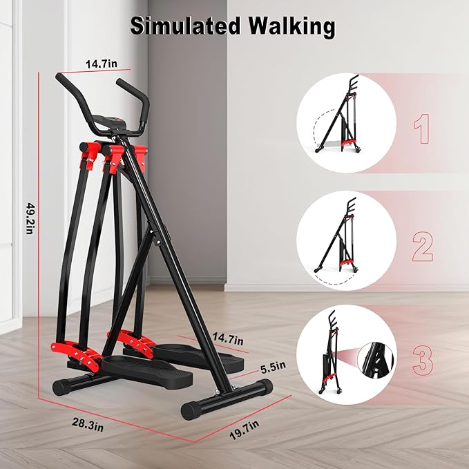 HOTWAVE Air Walker Exercise Machine, Home Space Walker Aerobic Stepper, Foldable Elliptical for Small Spaces - Cross Trainer Glider Exercise Machine for Men and Women Fitness Equipment
