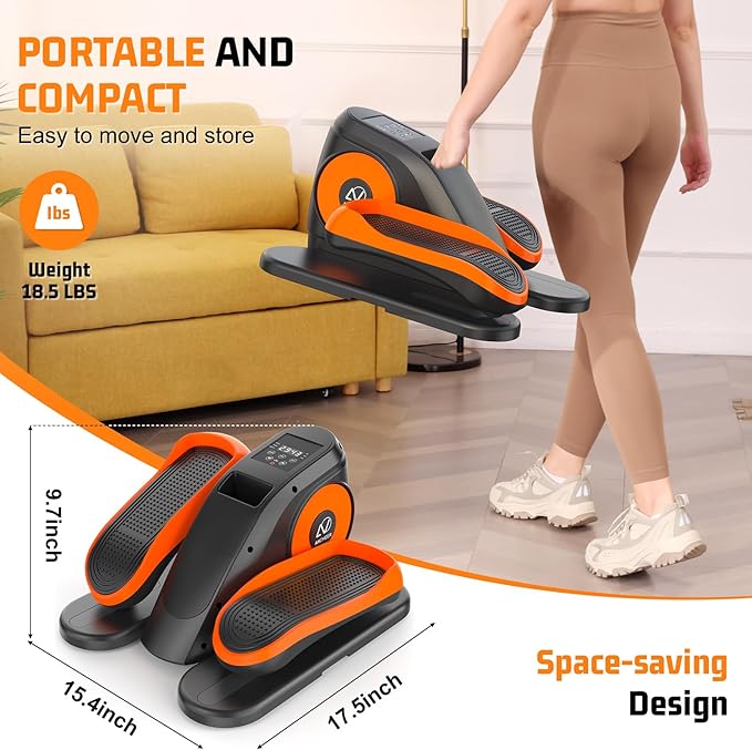 Under Desk Elliptical Machine, Leg Exerciser While Sitting for Seniors with Remote Control & 12-Speeds, Quiet Portable Electric Seated Pedal Exerciser Machine for Home Office
