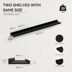 Boswillon 55.1 Inches Long Floating Shelves, 2 Set Modern Wall Shelf for Bedroom, Nursery Book Shelf with Lip, Picture Ledge Shelf for Wall Decor Living Room Bathroom Kitchen - Black