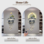 Wall Sculptures 3D Wall Art Decor Landscape Painting Wall Hanging Art with Led Light for Living Room Entrance Corridor (Stylle E)