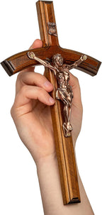 Woodvio - Handmade wooden wall cross, Pope's cross, Catholic crucifix