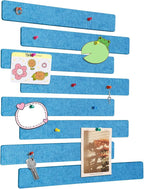 Cork Board for Walls - 8 Pack Felt Pin Board Bar Strips - Self-Adhesive Lightweight Bulletin Board - Cork Board for Office with 40 Push Pins No Damage for Wall (Navy Blue)