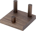 Hipiwe Rock Display Stand Three Peg Easel Holder with Square Base Walnut Display Stand for Geodes Mineral Agate Collectibles, 3.3" L x 3.3" W x 2.1" H