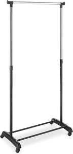 Whitmor Heavy Duty Adjustable Garment Rack-Rolling Clothes Organizer, Black and Chrome