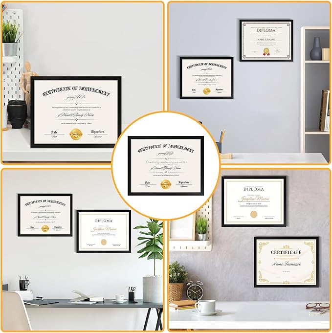 YixangDD 20 PACK Certificate Frames 8.5 x 11, Black Diploma Frame Document Frame with Clear Plexiglass, Picture Frames for Tabletop and Wall Display
