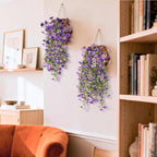 Artificial Hanging Flowers Plants for Outdoor Spring Summer Decoration, 2PCS Faux Silk Daisy UV Resistant Look Real for Outside Home Indoor Planter Porch Garden Yard Decor(Dark Orchid)