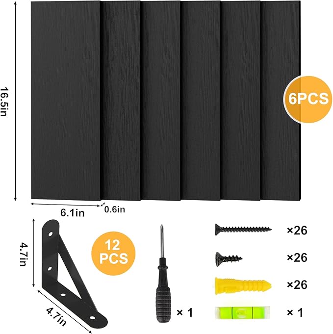 YGEOMER Wall Shelves for Bedroom, 16.5 Inch Floating Shelves for Wall, Shelves for Bathroom Storage, Living Room and Kitchen Decor (Set of 6 Black)