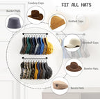 Viklluyr Hat Rack for Baseball Cap Hat Storage with 20 Hooks - Modern Metal Hat Organizer Wall Mounted Caps Hanger Set of 2 for Closet Door Bedroom Entryway Laundry