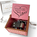 Sister Gifts from Sister Music Box, for Sisters Birthday,You are My Sunshine Hand Crank Wooden Musical Boxes,Christmas Graduation Presents for Best Friends Female Soul Sister Bestie BFF-Pink