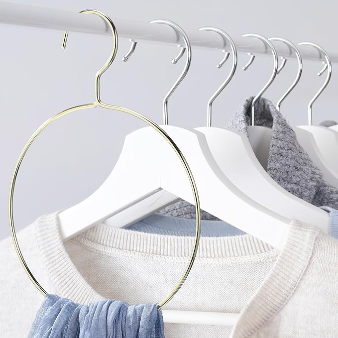 Round Clothes Hangers Metal Scarf Organizer Circular Holder for Closet Storage Home Laundry Accessories 10.03X7 Inch