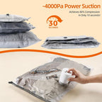 Vacuum Storage Bags For Clothes With Rechargeable Air Pump, 9 Pack Compression Packing Bags For Luggage, Space Saver Bags For Travel, Carry-On Size Vacuum Seal Bags