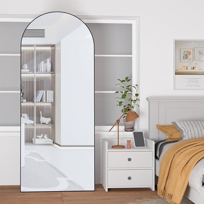 Full Length Mirror 71"x25" Arch Mirror Floor Mirror with Stand Wall Mirror Black Arched Full Body Mirror Standing Hanging or Leaning Against Wall Bedroom Mirrors for Entry, Living Room