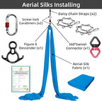 PRIOR FITNESS Aerial Silks Set, Professional Thicker Low Stretch Fabric 9/15/20 Yards Aerial Silk Swing Set with Hardware Guide, Yoga Starter Kit For Home, Aerial Yoga Hammock, Silks for Gymnastics, Antigravity Yoga, Inversion Exercise-All Levels