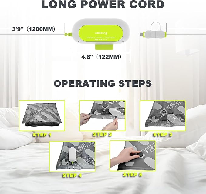 Vacuum Storage Bags for Travel with Portable Electric Pump, 8 Packs Vacuum Seal Bags for Clothing with High Pressure Pump, Compression Packing Space Saver, Portable Travel Bags for Luggage
