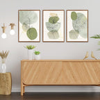 KAlRNE Boho Botanical Framed Canvas Wall Art Set of 3(16”X24”),Abstract Sage Green Wall Decor,Minimalist Watercolor Picture,Modern Geometric Black Line Art Prints For Living Room Bedroom Office
