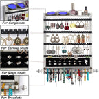 QILICHZ Wall Jewelry Organizer Set of 3 Jewelry Holder Jewelry Organizer Wall Mounted Wood Hanging Jewelry Wall Organizer Rustic Jewelry Hanger for Jewelry Storage Display
