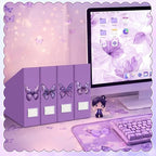 AmazingSpark Set of 4 Purple Butterfly Magazine Holder Decorative Foldable Magazine Storage Boxes with Acrylic Label Holders Coquettish Boho Organizer for Office Home Organization Storage