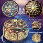 Briskfeel Vintage Music Box with Constellations Rotating Goddess LED Lights Twinkling Resin Carved Mechanism Musical Box with Sankyo 18-Note Wind Up Signs of The Zodiac Gift for Birthday (A1 Vintage)
