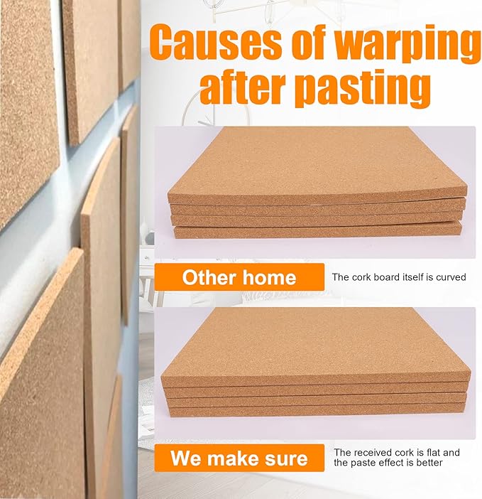 Cork Board Tiles 12"x12" - 1/2" Thick - 6 Pack Cork Tiles - Bulletin Board - Mini Wall (6pack) (6pack 30.5 * 30.5 * 1.2)